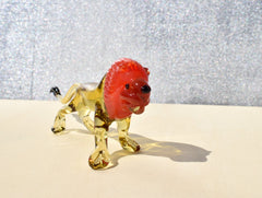 Handmade Glass Lion Figurine: Collectible Flame Work Art, 6 Inch