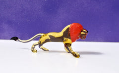 Handmade Glass Lion Figurine: Collectible Flame Work Art, 6 Inch