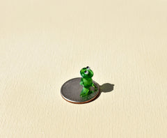 Tiny Glass Frog Figurine: Miniature Green Frog Sculpture