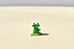 Tiny Glass Frog Figurine: Miniature Green Frog Sculpture