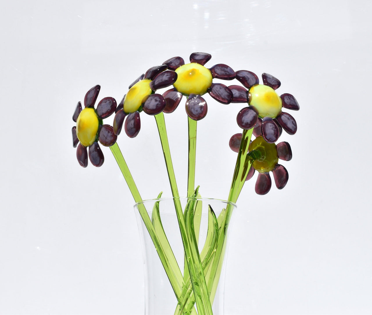 Purple Glass Flowers, Glass Daisy Gifts, Glass Birth Month Flower, Daisy Bouquet, Daisy Birth Flower Glass Flowers Bouquet, Mothers Day Gift