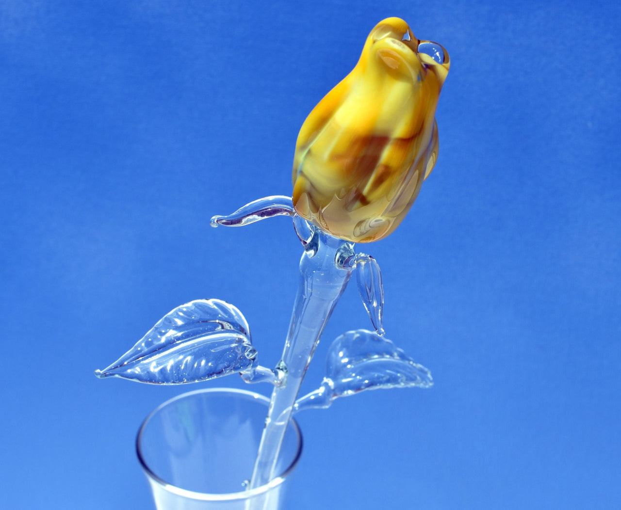 Glass Flower Bouquet - Handmade Glass Flowers Rose - Blown Glass Flowers - Yellow Glass Rose - Christmas Gift for Mom