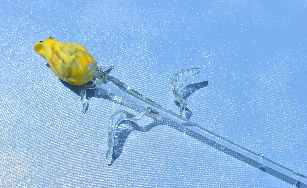 Glass Flower Bouquet - Handmade Glass Flowers Rose - Blown Glass Flowers - Yellow Glass Rose - Christmas Gift for Mom