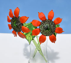Hand Blown Glass Sunflower: Long Stem Art Flower, Vibrant Home Decor