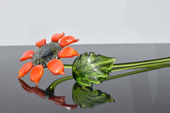 Hand Blown Glass Sunflower: Long Stem Art Flower, Vibrant Home Decor