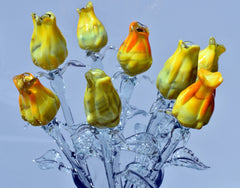 Glass Flower Bouquet - Handmade Glass Flowers Rose - Blown Glass Flowers - Yellow Glass Rose - Christmas Gift for Mom