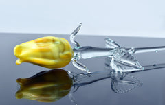 Glass Flower Bouquet - Handmade Glass Flowers Rose - Blown Glass Flowers - Yellow Glass Rose - Christmas Gift for Mom