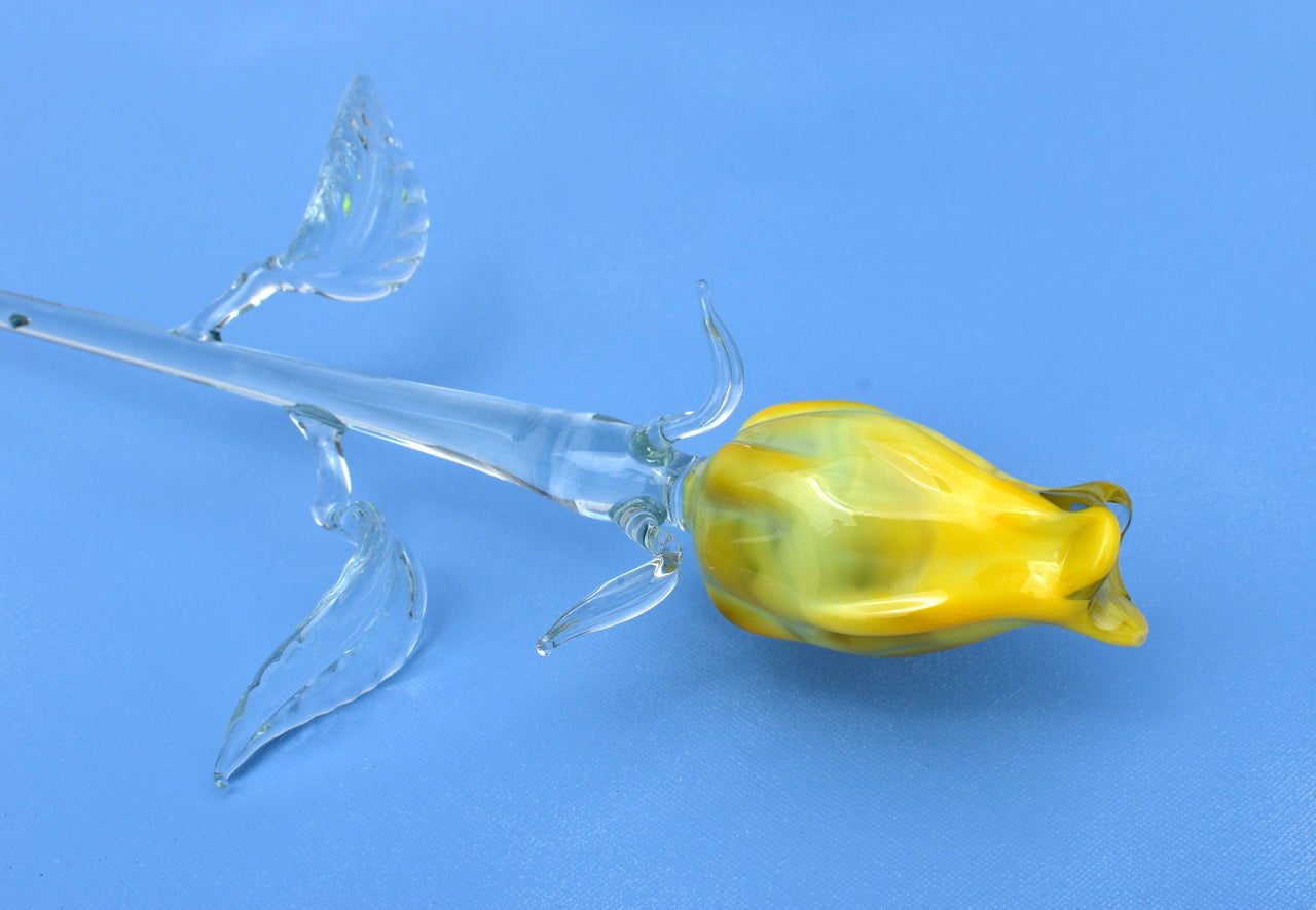 Glass Flower Bouquet - Handmade Glass Flowers Rose - Blown Glass Flowers - Yellow Glass Rose - Christmas Gift for Mom