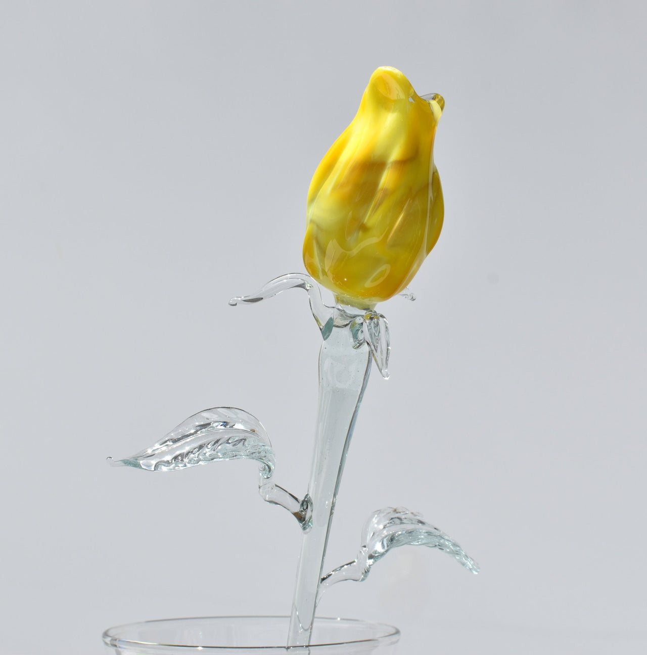 Glass Flower Bouquet - Handmade Glass Flowers Rose - Blown Glass Flowers - Yellow Glass Rose - Christmas Gift for Mom