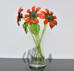 Hand Blown Glass Sunflower: Long Stem Art Flower, Vibrant Home Decor