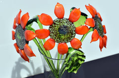 Hand Blown Glass Sunflower: Long Stem Art Flower, Vibrant Home Decor