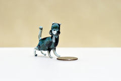 Handmade Blue Glass Cat Figurine: Whimsical Art Glass Sculpture