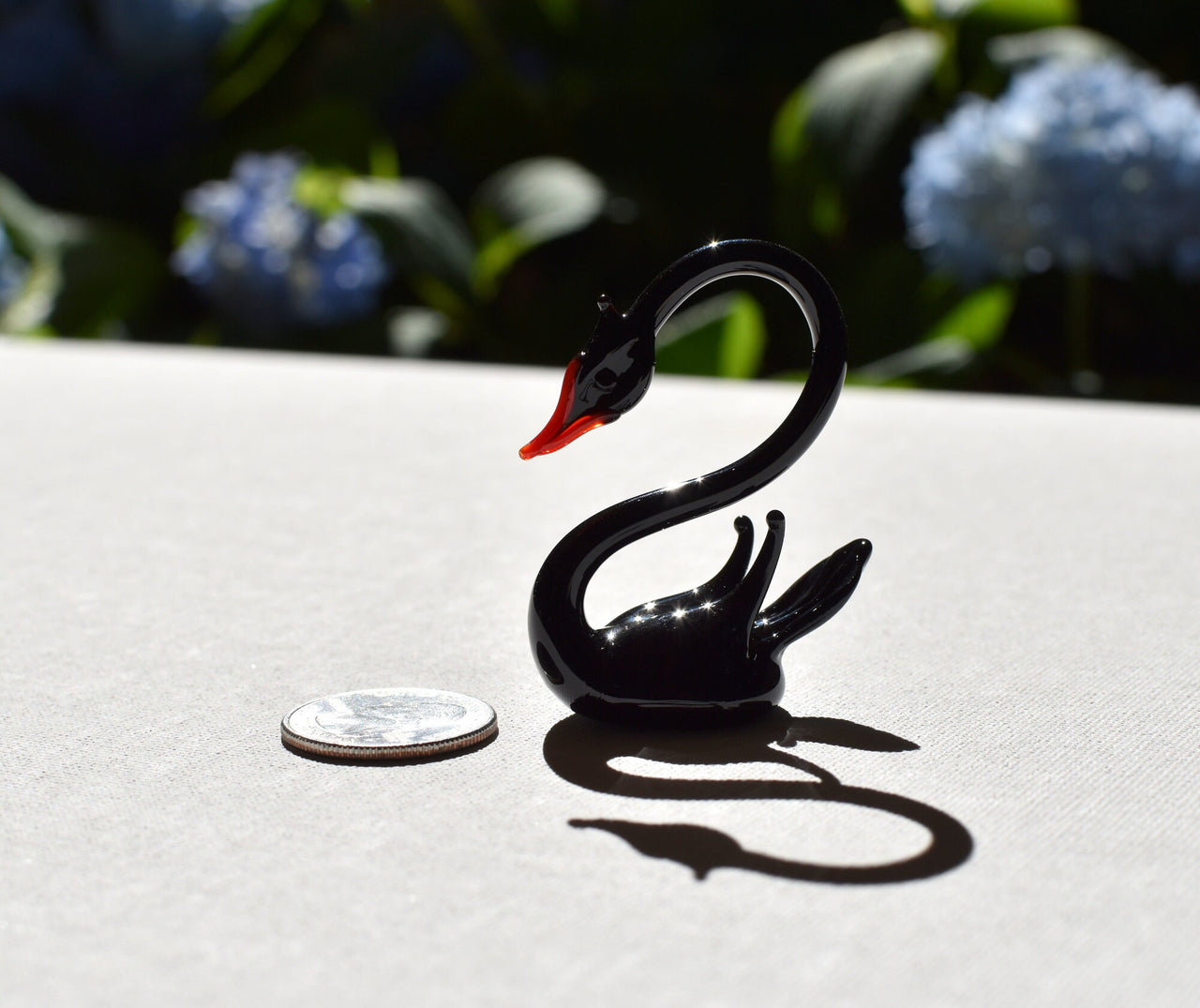Black Swan, Swan Figurine, Swan Cake Topper, Glass Swan, Swan Decor, Swan Art, Swan Gifts, Tiny Glass Animals, Mini Glass Animals, Art