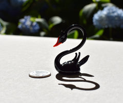 Black Swan, Swan Figurine, Swan Cake Topper, Glass Swan, Swan Decor, Swan Art, Swan Gifts, Tiny Glass Animals, Mini Glass Animals, Art
