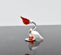 Handmade Glass Pelican Figurine: Whimsical Art Glass Sculpture