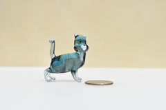 Handmade Blue Glass Cat Figurine: Whimsical Art Glass Sculpture