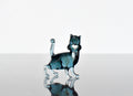 Handmade Blue Glass Cat Figurine: Whimsical Art Glass Sculpture