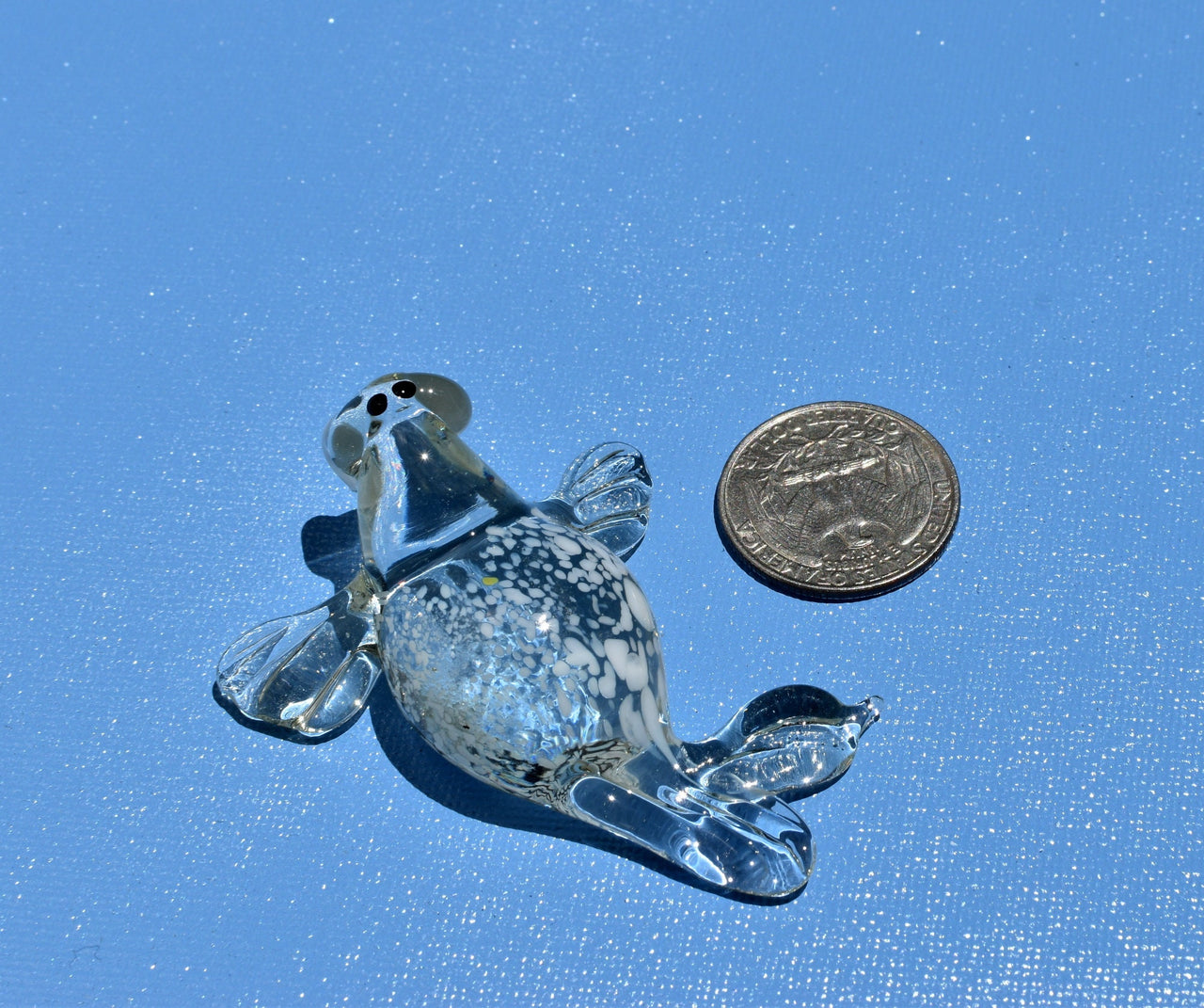 Handmade Clear Glass Walrus Figurine: Whimsical Art Glass Sculpture