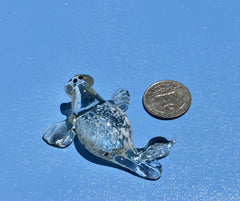Handmade Clear Glass Walrus Figurine: Whimsical Art Glass Sculpture