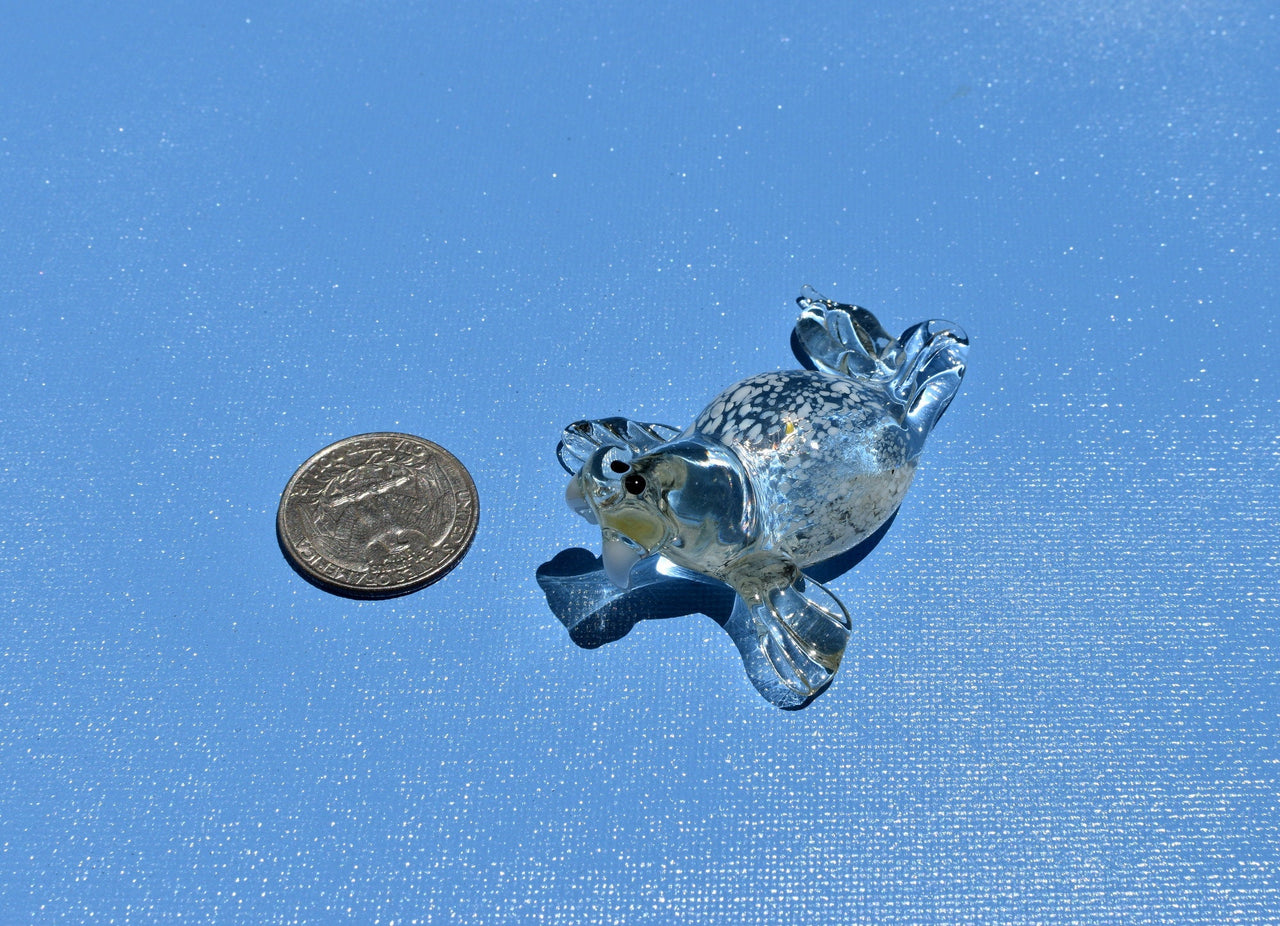 Handmade Clear Glass Walrus Figurine: Whimsical Art Glass Sculpture