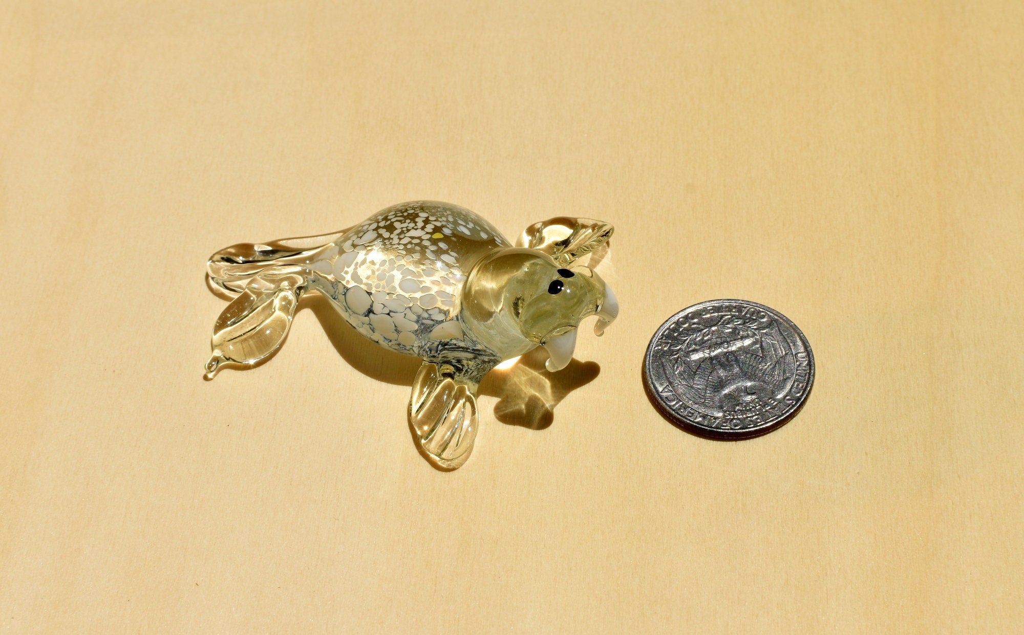 Handmade Clear Glass Walrus Figurine: Whimsical Art Glass Sculpture