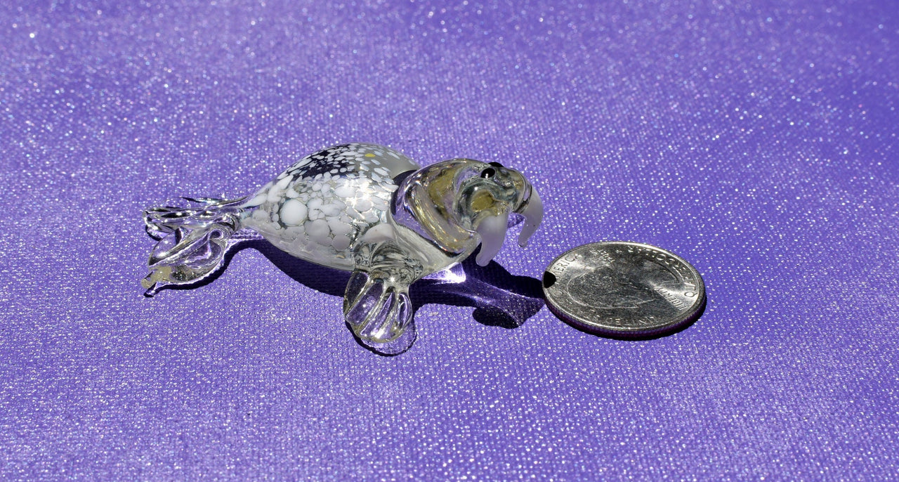 Handmade Clear Glass Walrus Figurine: Whimsical Art Glass Sculpture