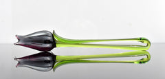 Purple Glass Tulip Flowers, Goth Mothers Gift, Blown Glass Flowers Bouquet - Glass Birth Month Flowers - Tulip Glass Flowers with Stems