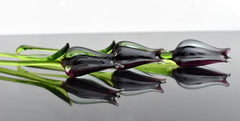 Purple Glass Tulip Flowers, Goth Mothers Gift, Blown Glass Flowers Bouquet - Glass Birth Month Flowers - Tulip Glass Flowers with Stems