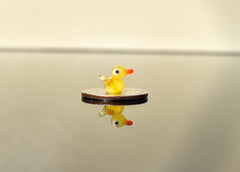 Handblown Miniature Glass Duck: Tiny Yellow Figurine, Fairy Garden Decor
