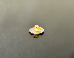 Handblown Miniature Glass Duck: Tiny Yellow Figurine, Fairy Garden Decor