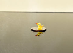 Handblown Miniature Glass Duck: Tiny Yellow Figurine, Fairy Garden Decor