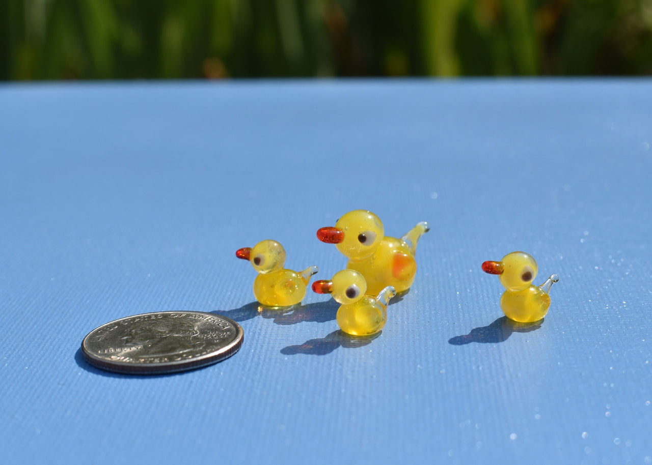 Tiny Glass Ducks, Mini Ducks, Duck Nursery Decor, Duck Family Set, Glass Duck, Tiny Glass Animals, Duck Gift, Baby Shower Gift