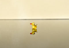 Handblown Miniature Glass Duck: Tiny Yellow Figurine, Fairy Garden Decor