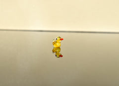 Handblown Miniature Glass Duck: Tiny Yellow Figurine, Fairy Garden Decor