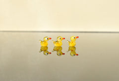 Handblown Miniature Glass Duck: Tiny Yellow Figurine, Fairy Garden Decor