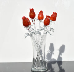 Hand Blown Glass Roses - Mothers Day Glass Flowers Gift for Her - Blown Glass Flowers