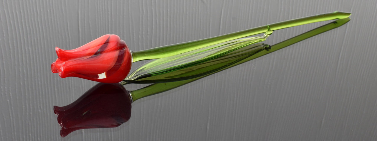 Glass Tulips - Blown Glass Tulip - Red Glass Flowers Bouquet - Blown Glass Flowers - Handmade Glass Flowers - Mothers Gifts for Her