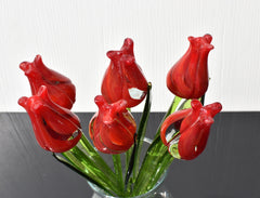 Glass Tulips - Blown Glass Tulip - Red Glass Flowers Bouquet - Blown Glass Flowers - Handmade Glass Flowers - Christmas Gift For Mom