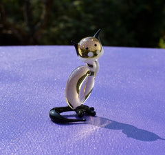 Handmade Glass Cat Figurine: Whimsical Art Glass Sculpture