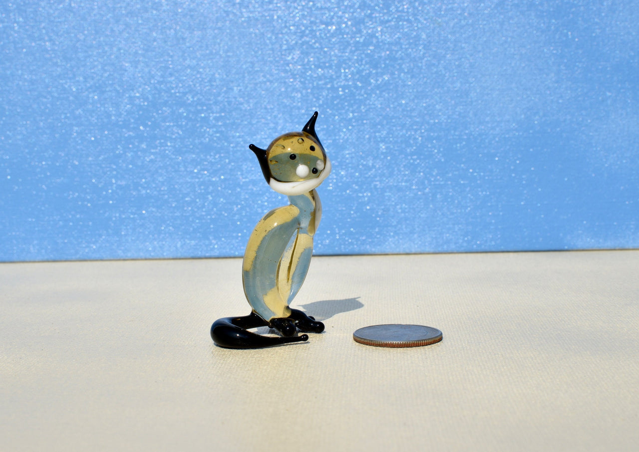 Handmade Glass Cat Figurine: Whimsical Art Glass Sculpture