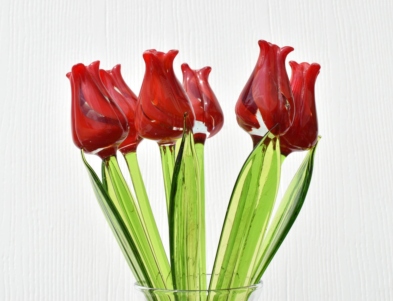 Glass Tulips - Blown Glass Tulip - Red Glass Flowers Bouquet - Blown Glass Flowers - Handmade Glass Flowers - Mothers Gifts for Her