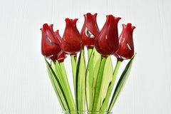 Glass Tulips - Blown Glass Tulip - Red Glass Flowers Bouquet - Blown Glass Flowers - Handmade Glass Flowers - Mothers Gifts for Her