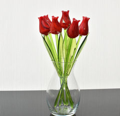 Glass Tulips - Blown Glass Tulip - Red Glass Flowers Bouquet - Blown Glass Flowers - Handmade Glass Flowers - Christmas Gift For Mom