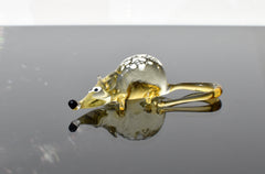 Cute glass tiny rat, whimsical, Lamp work miniature character from Glass Menagerie, Unique gift.