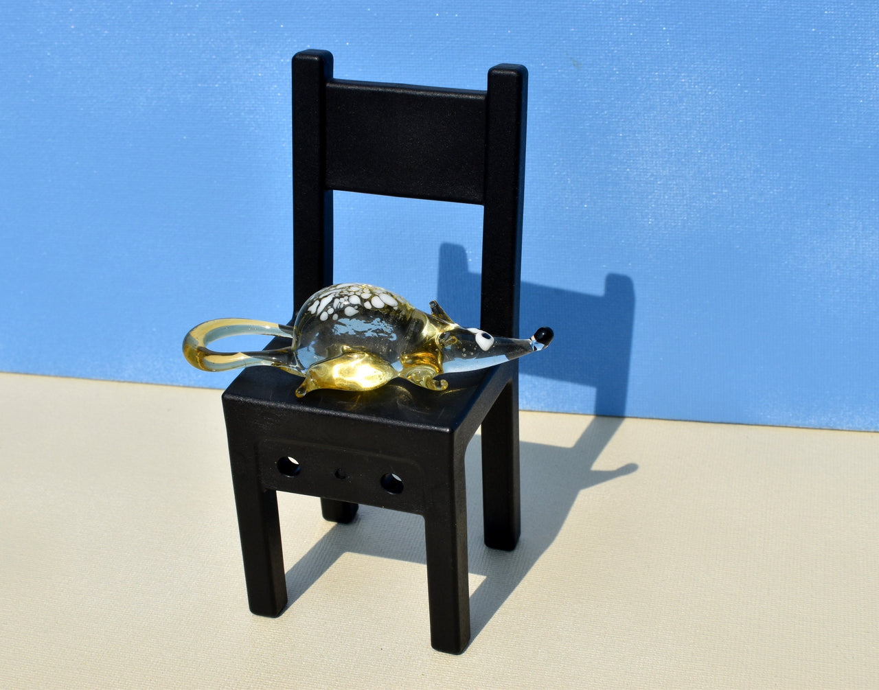 Cute glass tiny rat, whimsical, Lamp work miniature character from Glass Menagerie, Unique gift.