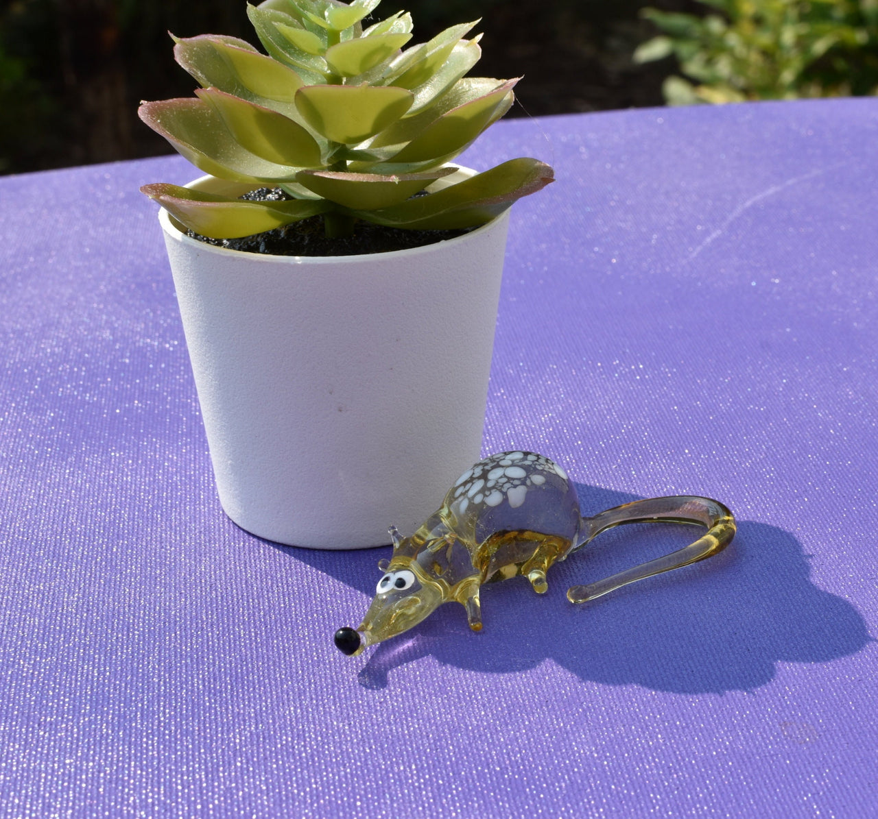 Cute glass tiny rat, whimsical, Lamp work miniature character from Glass Menagerie, Unique gift.