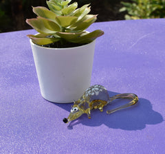 Cute glass tiny rat, whimsical, Lamp work miniature character from Glass Menagerie, Unique gift.
