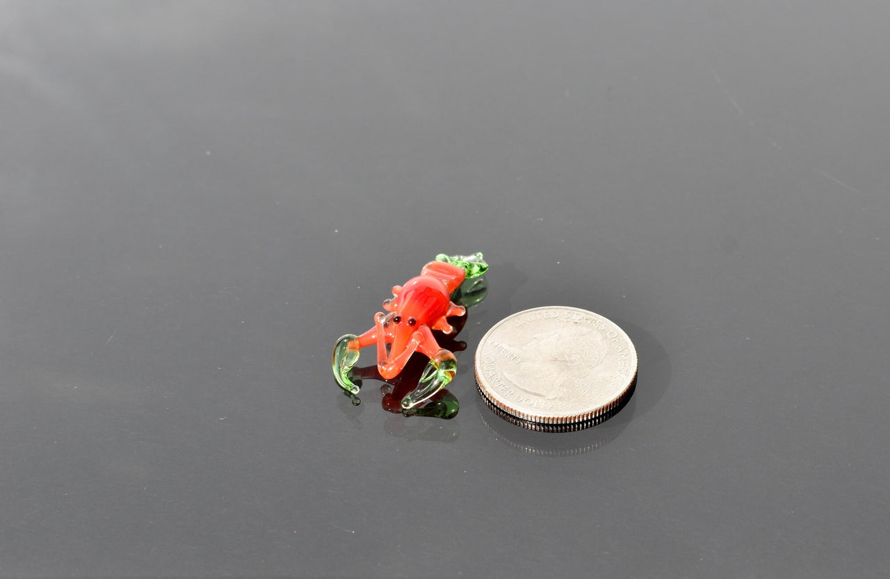 Hand-Blown Glass Lobster Figurine – Mini Red Sea Creature Sculpture, Unique Ocean Lover Gift