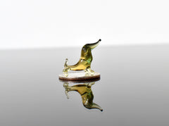 Cute Miniature glass dachshund From Glass Menagerie. Lamp Work, Flame work, whimsical character and dog statue.