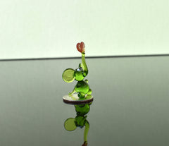 Lampwork Glass Elephant: Tiny Green Menagerie Figurine